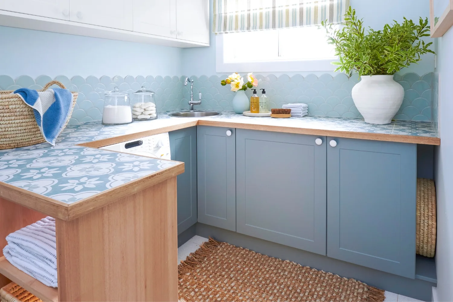 closeup of after photo of renovated makeover laundry