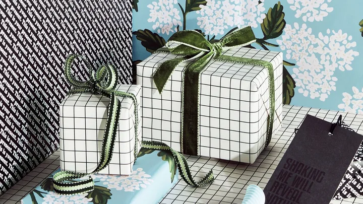 presents with green ribbon