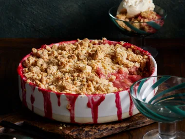 Colin’s apple and rhubarb crumble with ginger