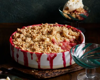 Colin’s apple and rhubarb crumble with ginger