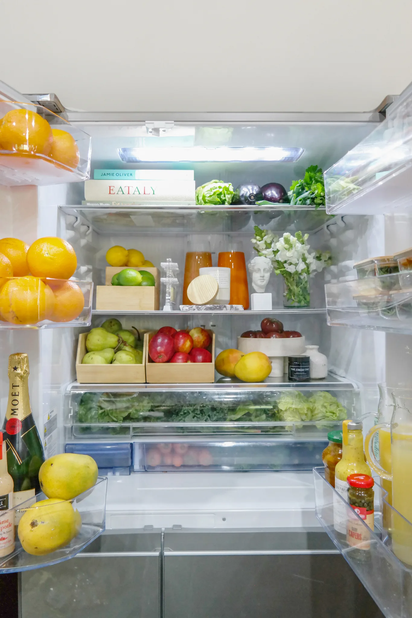 fridge interior decorated and organised
