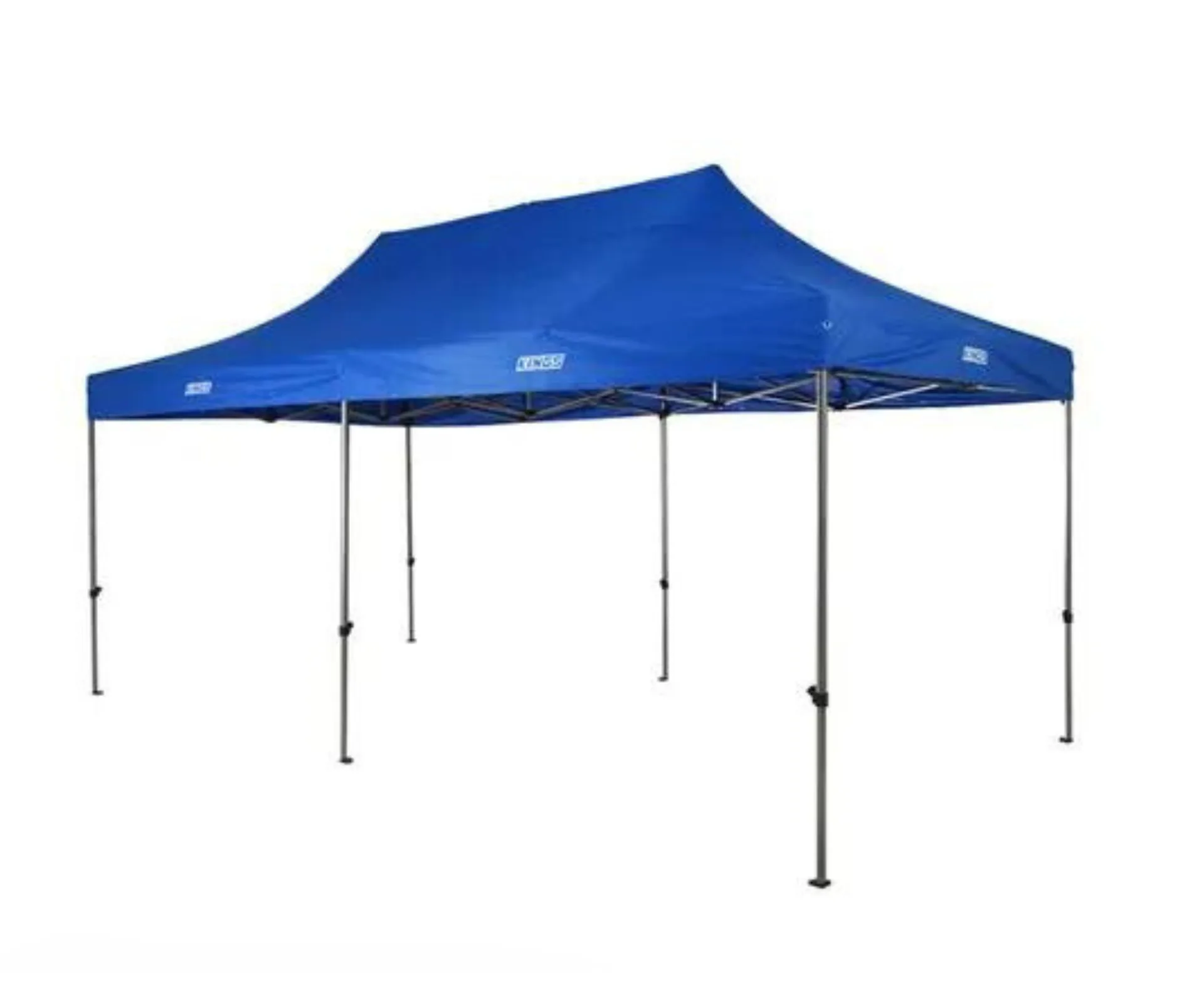 kings royal blue gazebo with six poles either side