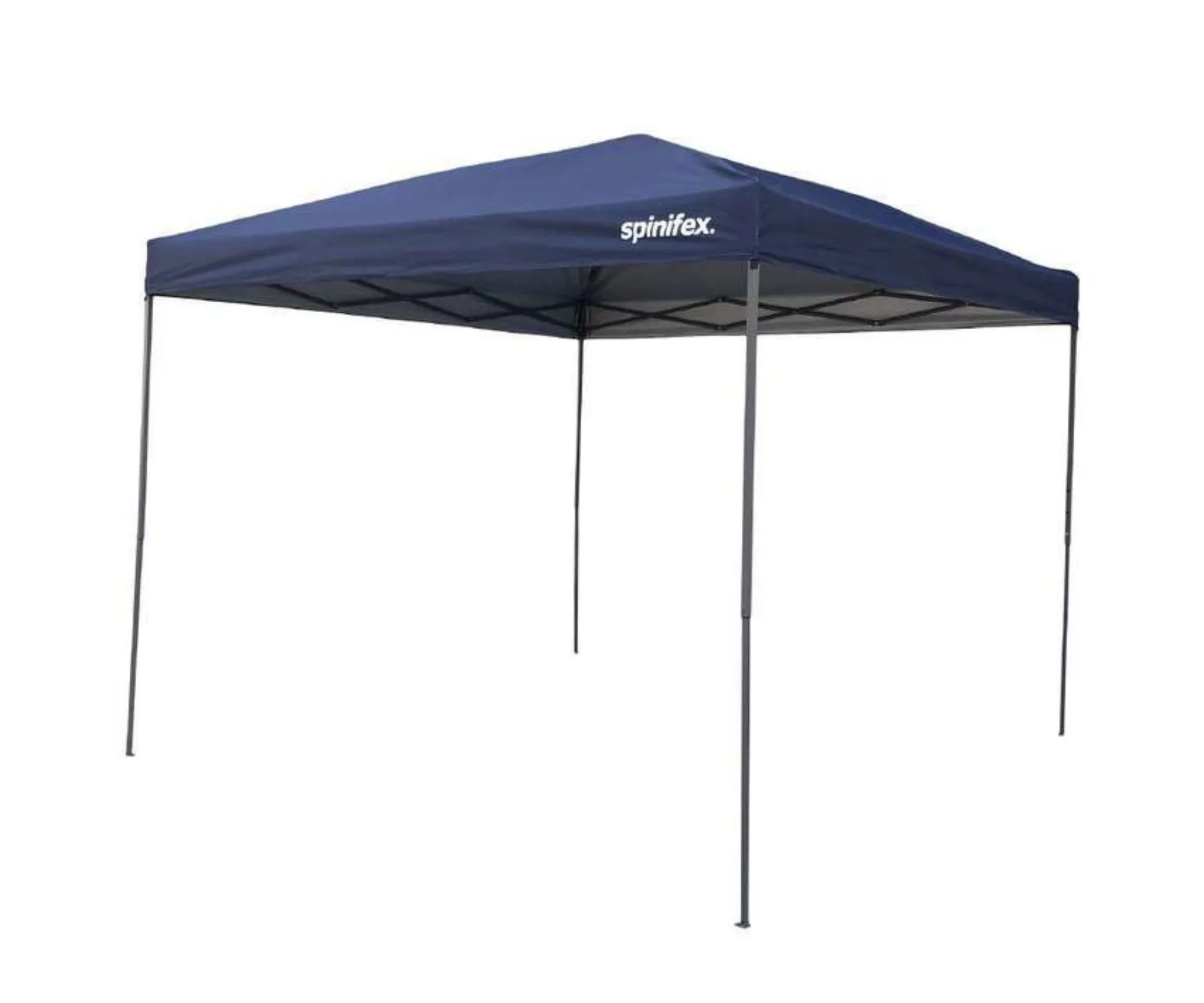 spinifex gazebo with four poles and blue canopy