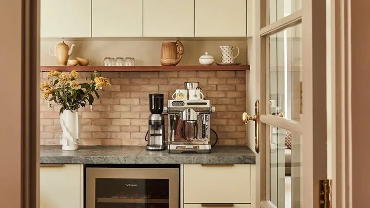 walk in butlers pantry with small appliances