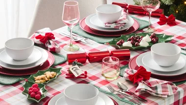 Christmas table setting with Kmart products