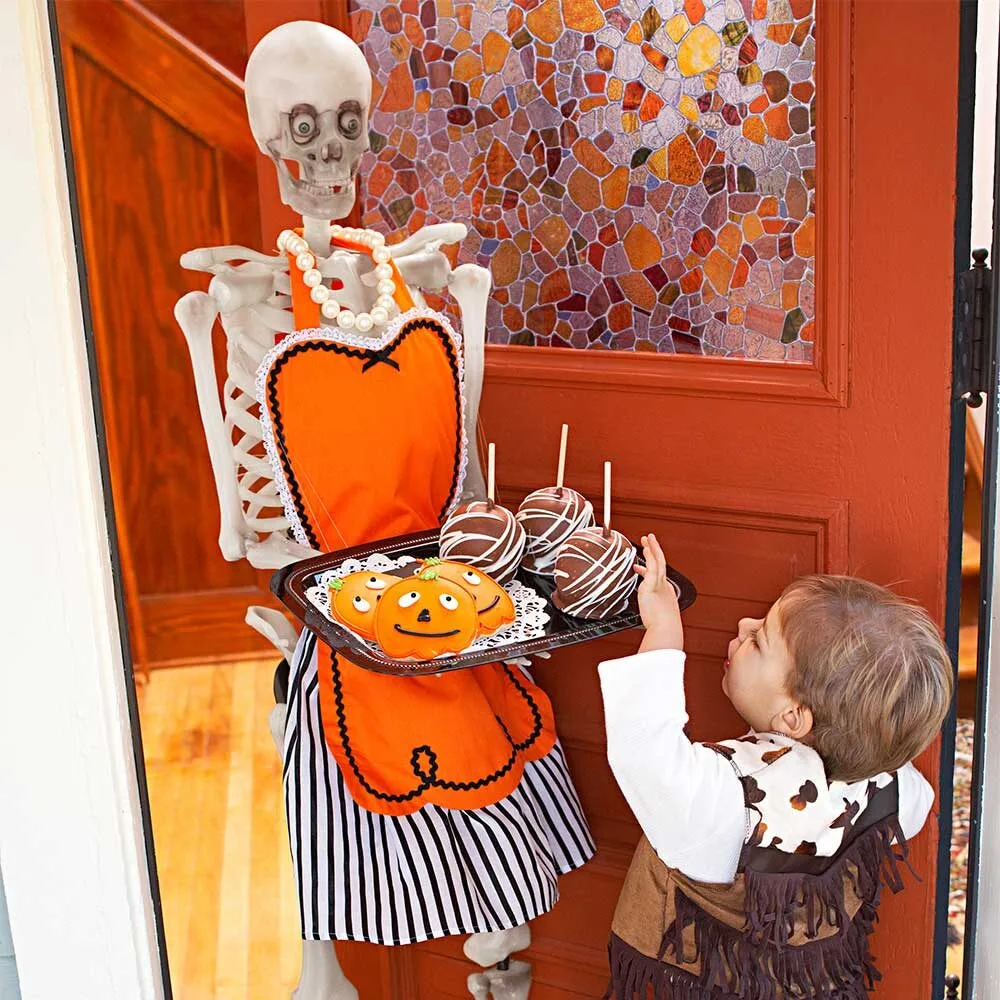 Funny Halloween skeleton posing.
