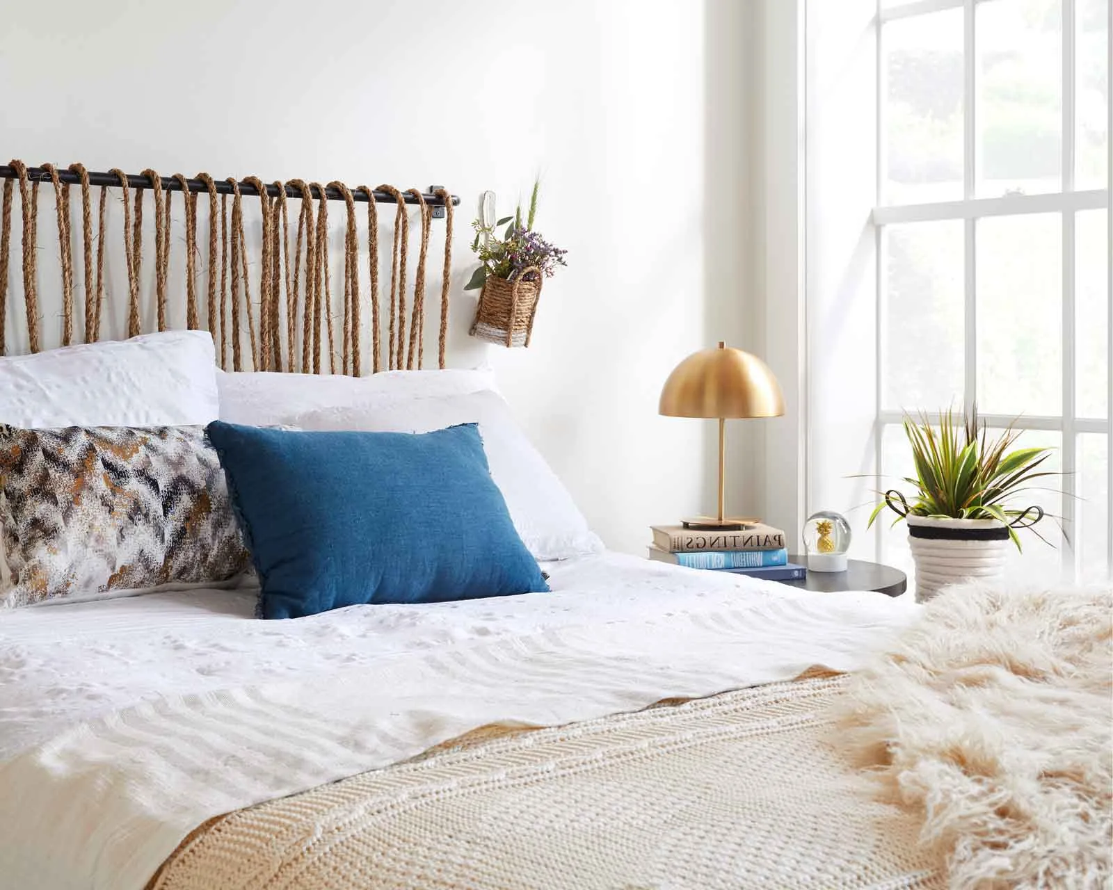 bed headboard made of rope