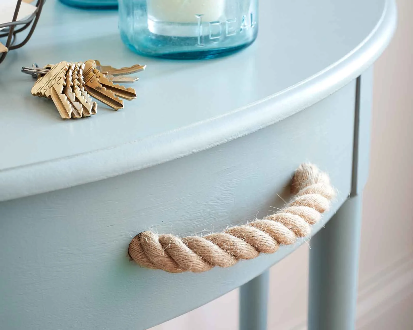 blue drawer with rope handle