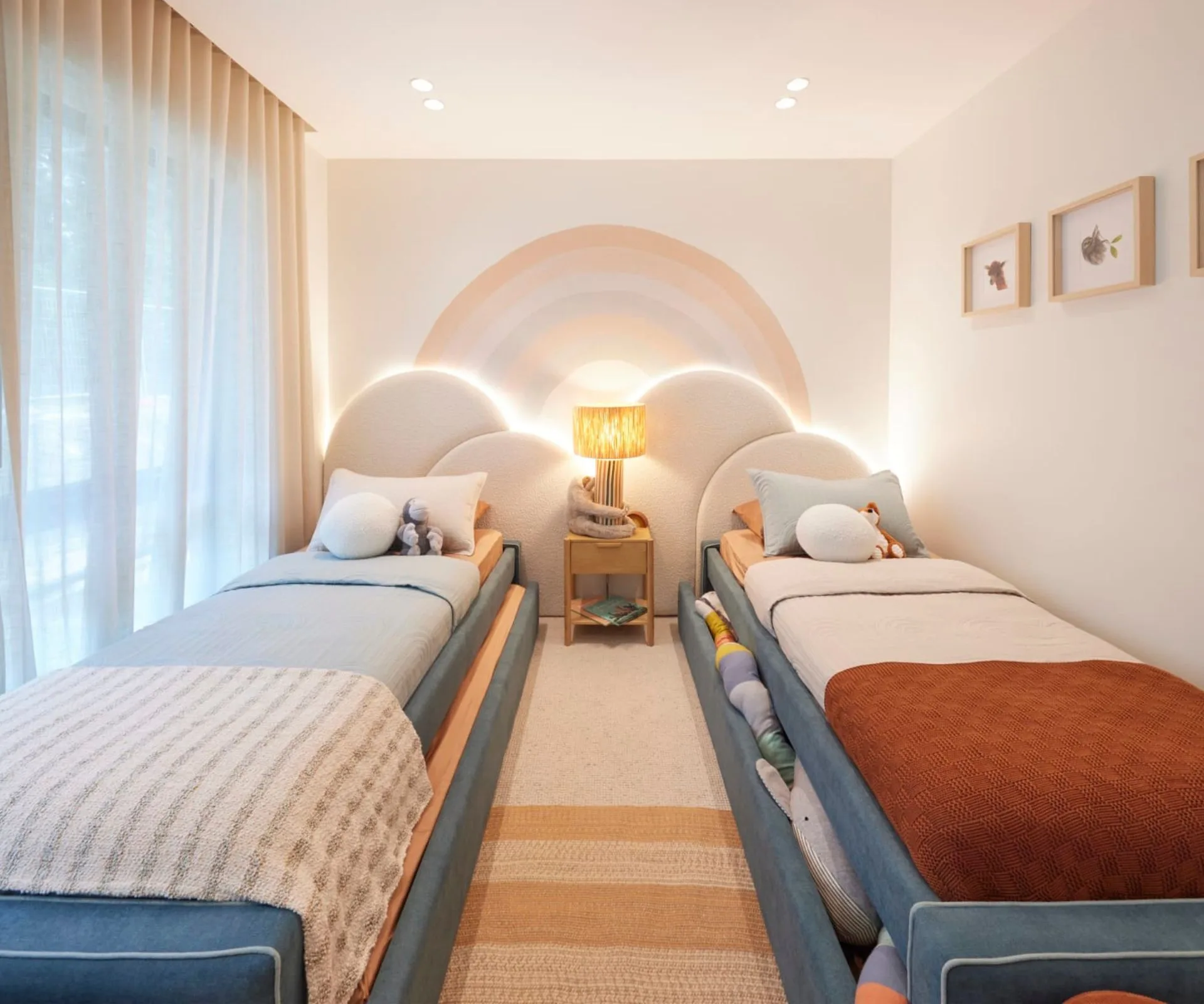 kids bedroom with cloud headboard