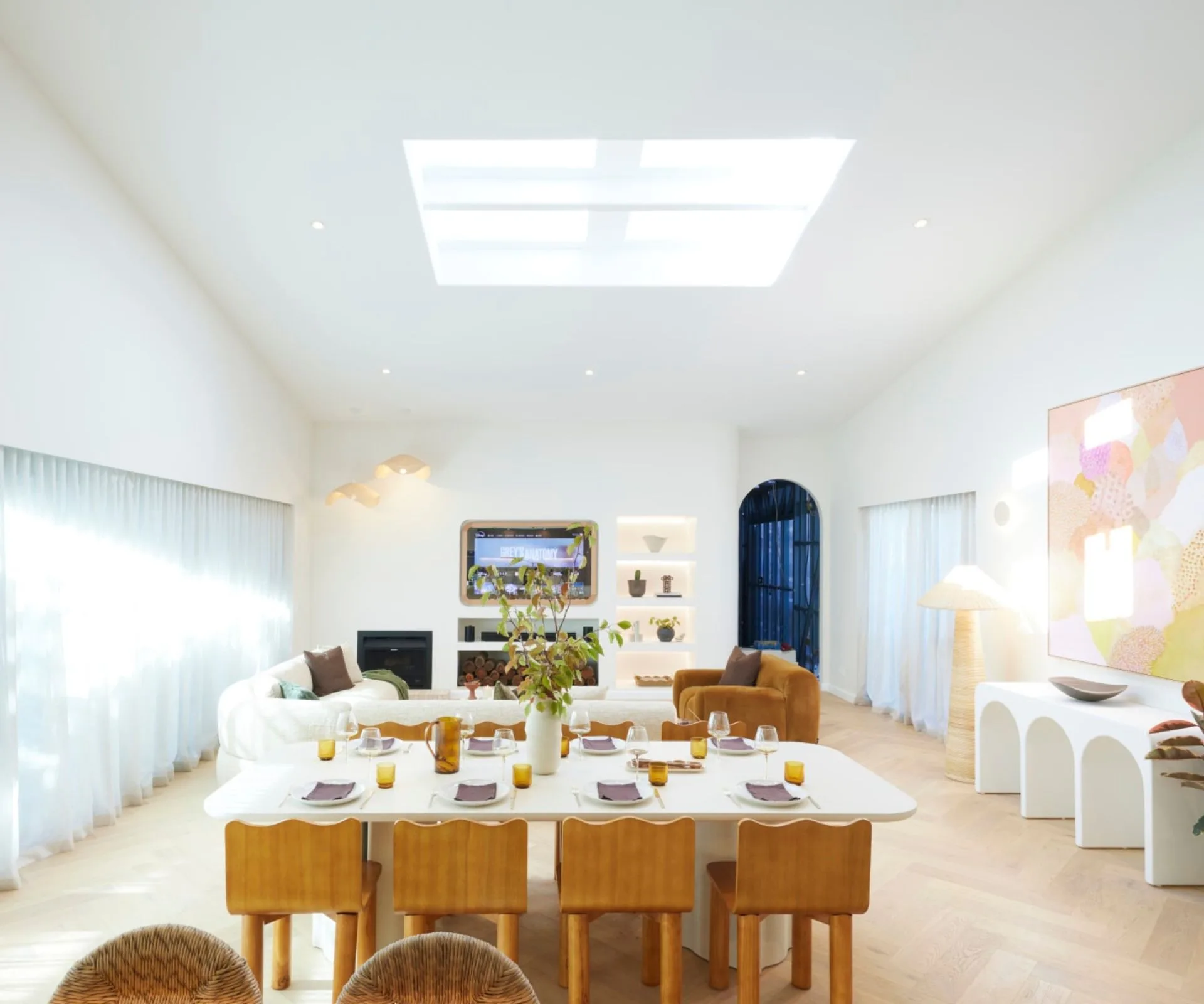 living room with ceiling window