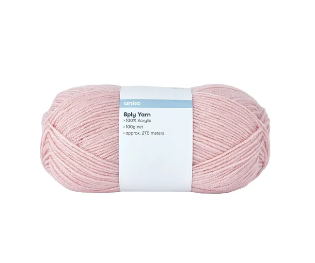 pink ball of 8 ply acrylic yarn