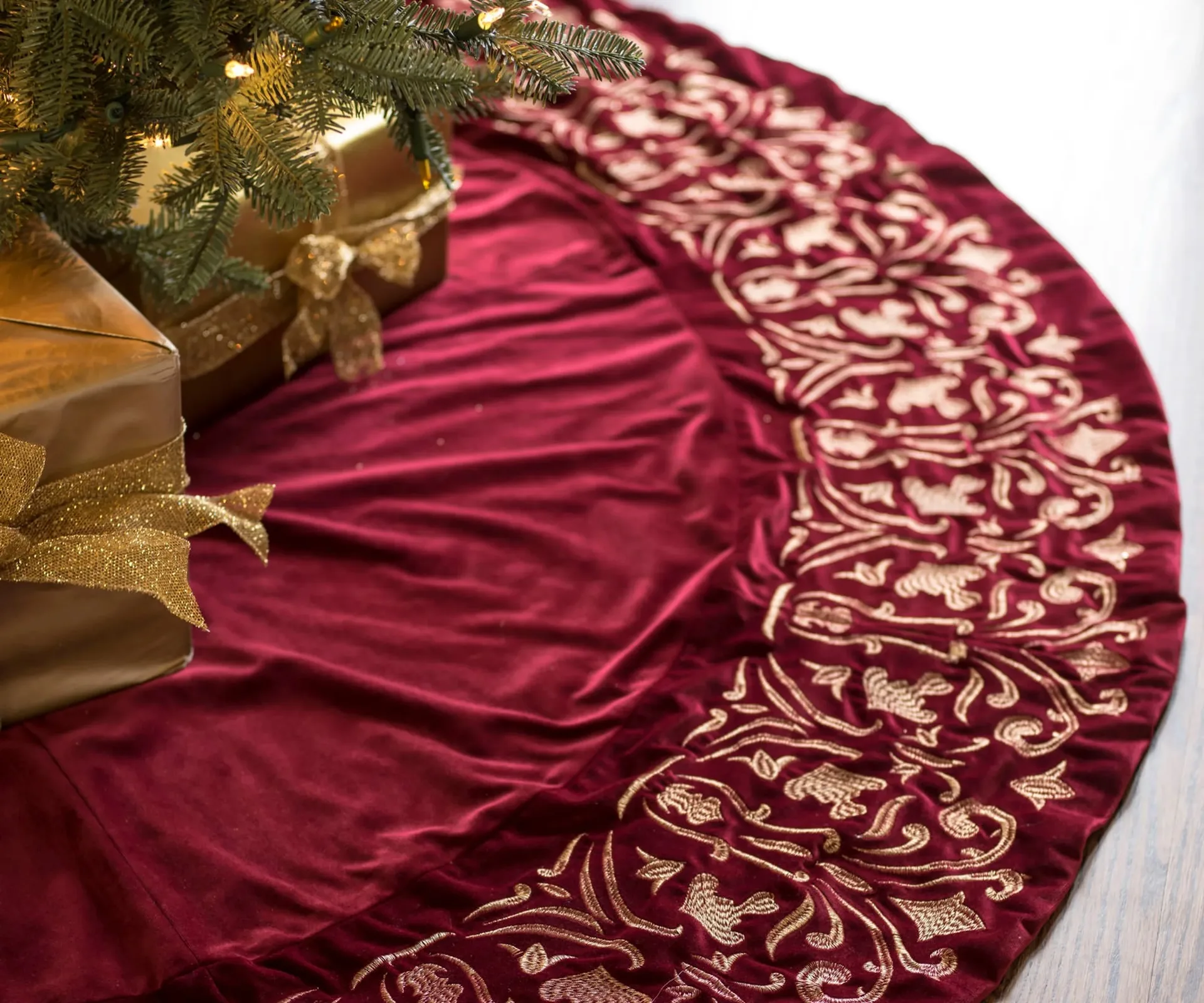 Balsam Hill Luxe Embroidered Velvet Tree Skirt
