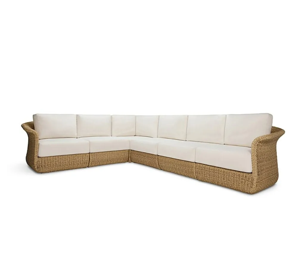 curved rattan lounge with modular seating