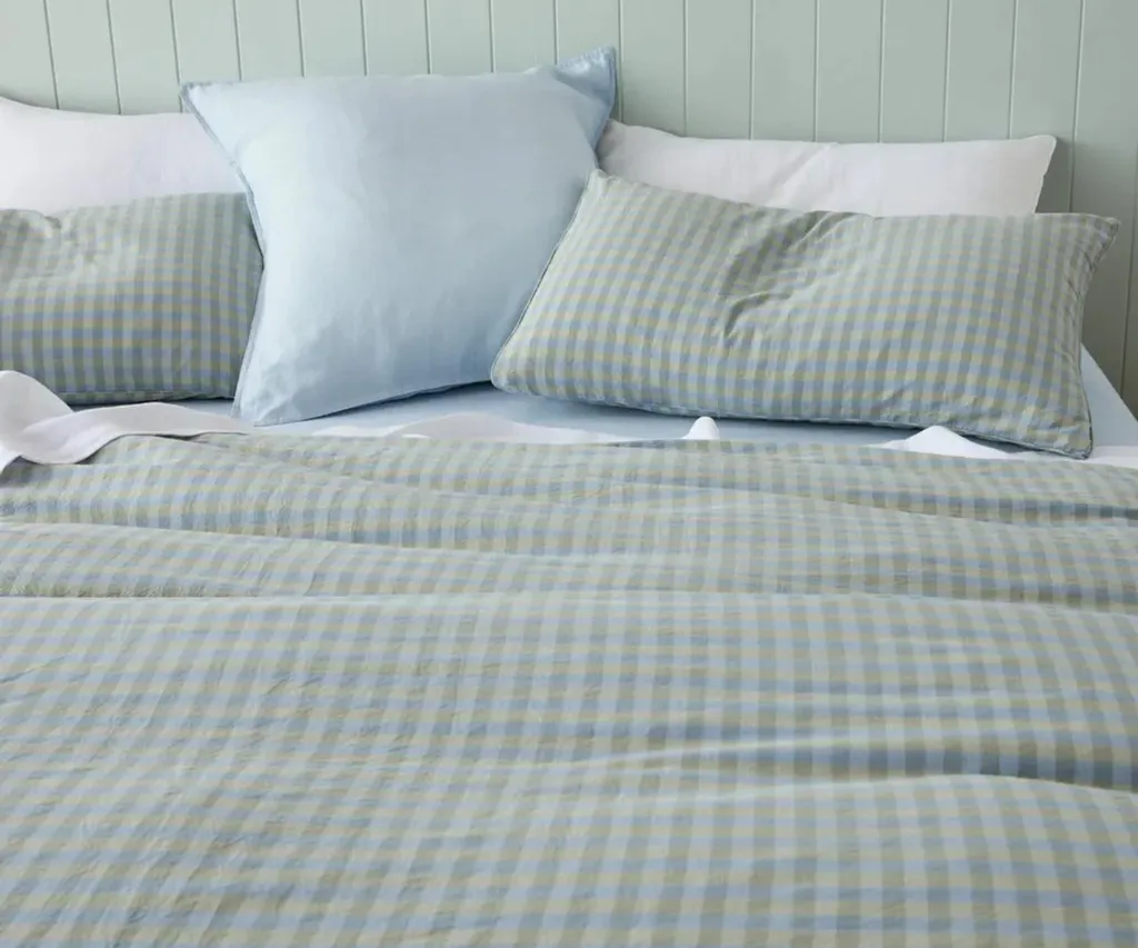 bedspread in blue and green gingham for christmas wishlist present