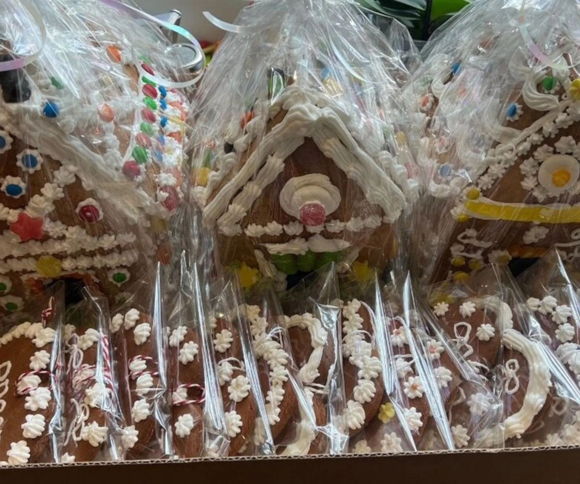 german christmas market gingerbread house close up wrapped in clear cellophane for christmas market melbourne