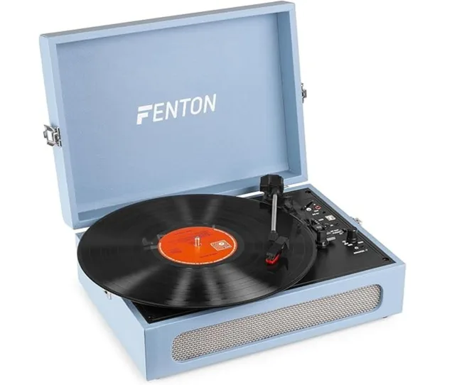 record player in dusty blue colour