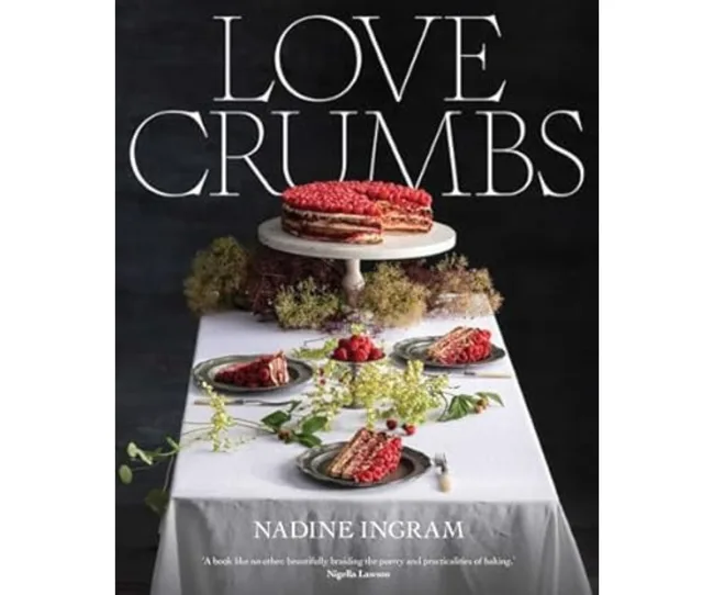 love crumbs front cover with still life painting style photo and title in the background