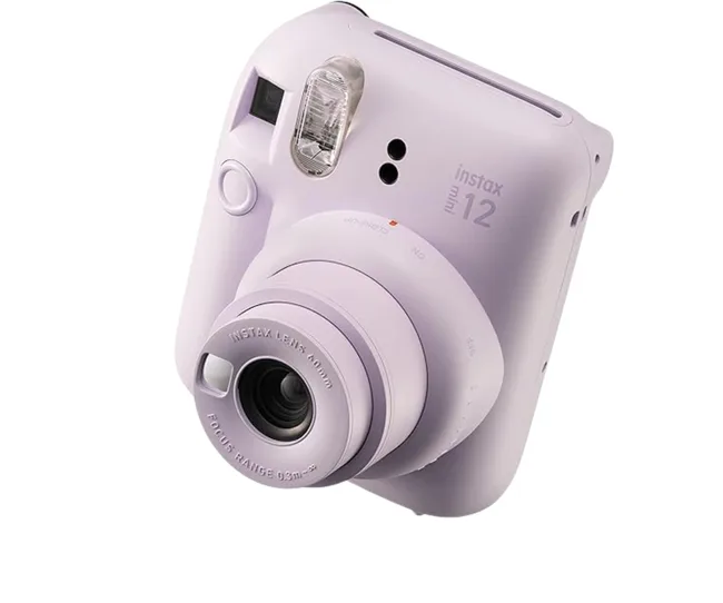 polaroid film camera in lilac colour