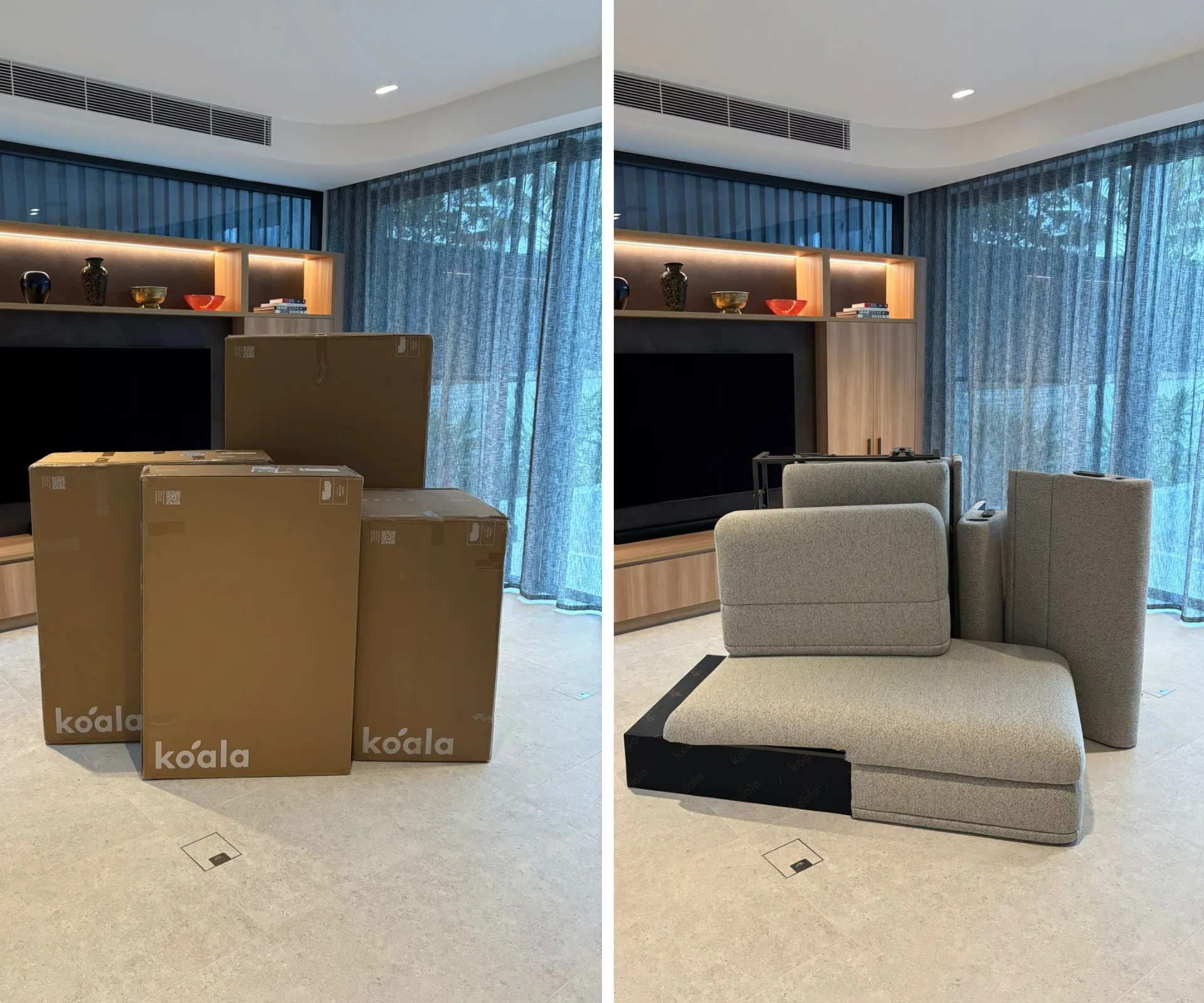 koala wanda sofa bed set up in a living room