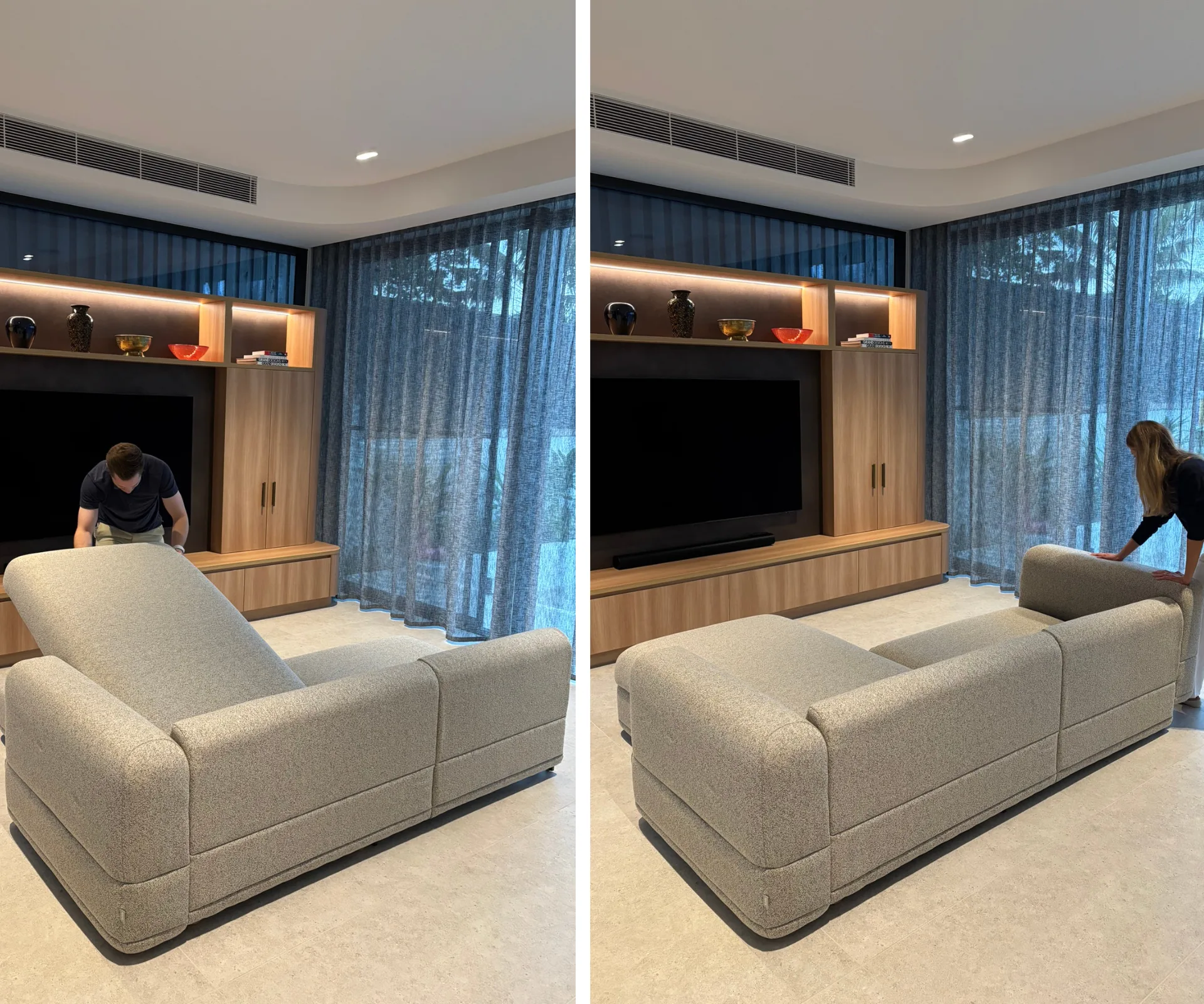 koala wanda sofa bed set up in a living room