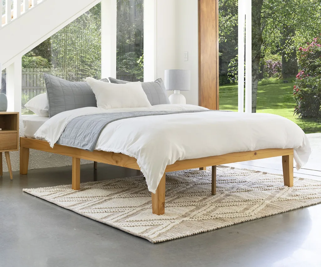Natural Belvedere Wooden Bed Base on sale for Black Friday at Temple & Webster