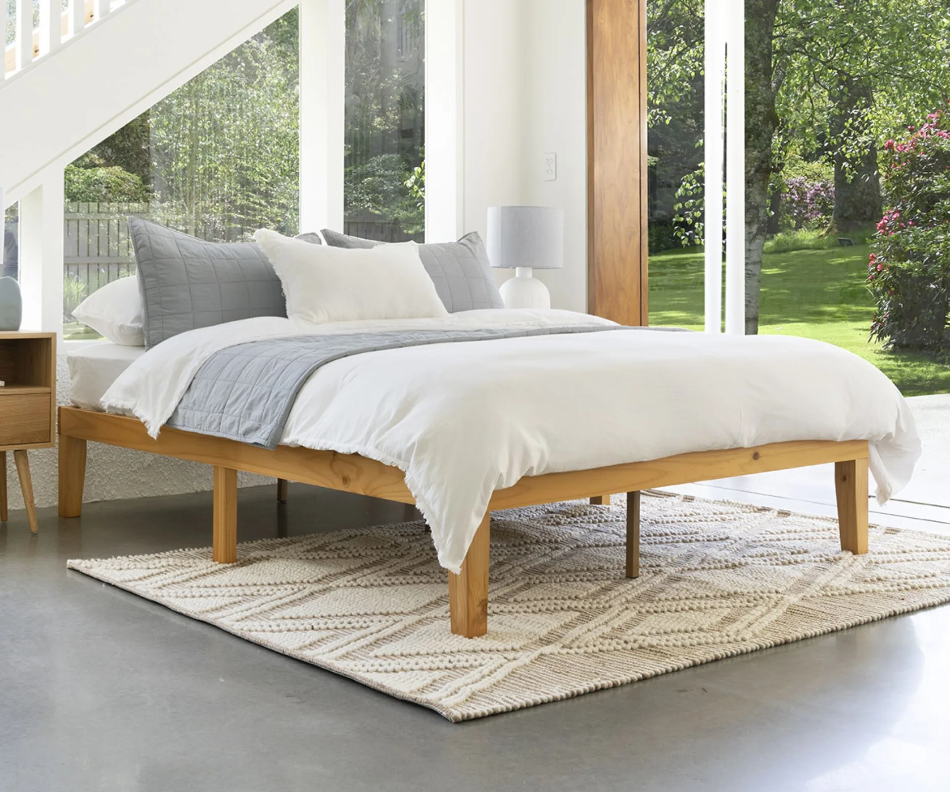 Natural Belvedere Wooden Bed Base on sale for Black Friday at Temple & Webster