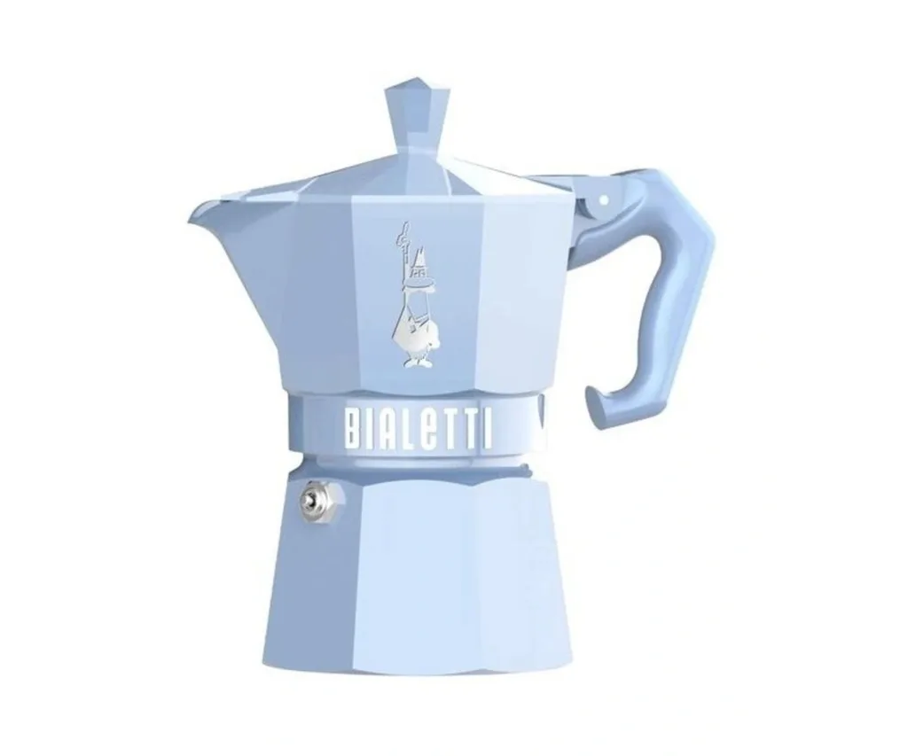 bialetti mokapot in pastel blue