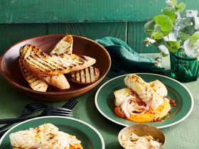 Charred squid with romesco sauce