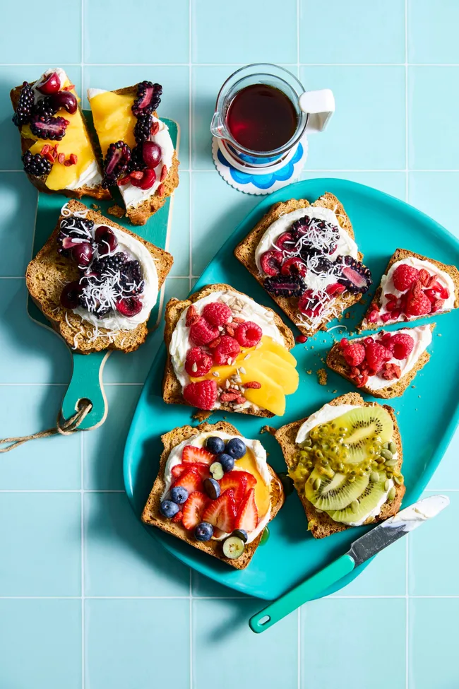 apple banana and carrot loaf with toppings