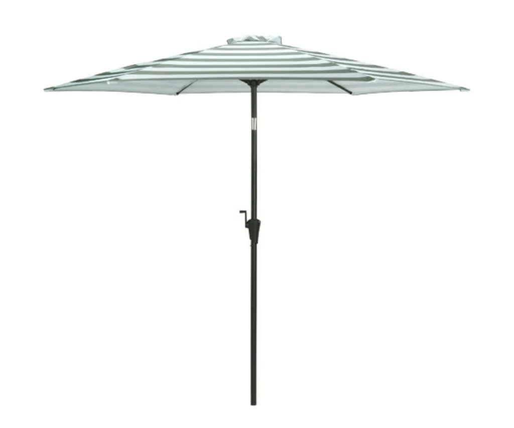 green and white stripe with crank handle and large canopy