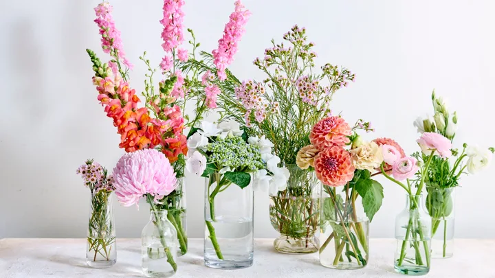 flowers in small vases