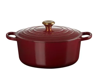 Le Creuset signature round casserole in garnet, David Jones