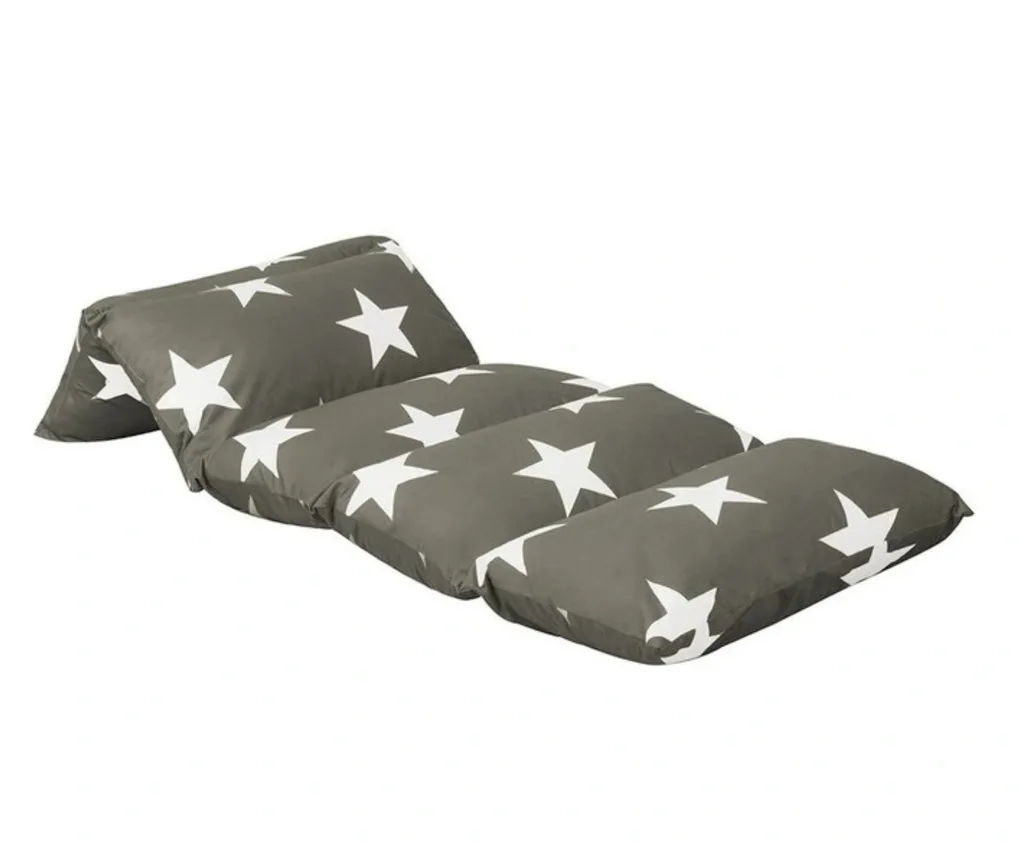 five fold folding mattress with star design in grey