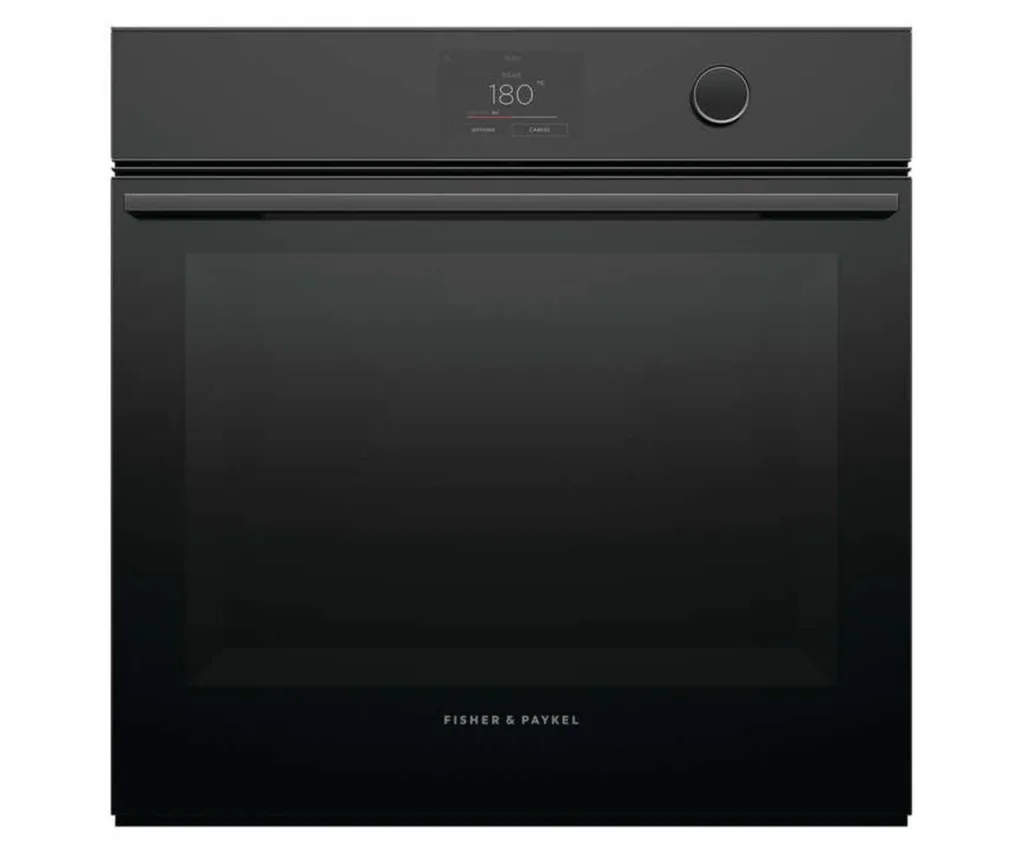 smart oven from fisher & paykel in all black with pyrolytic functions