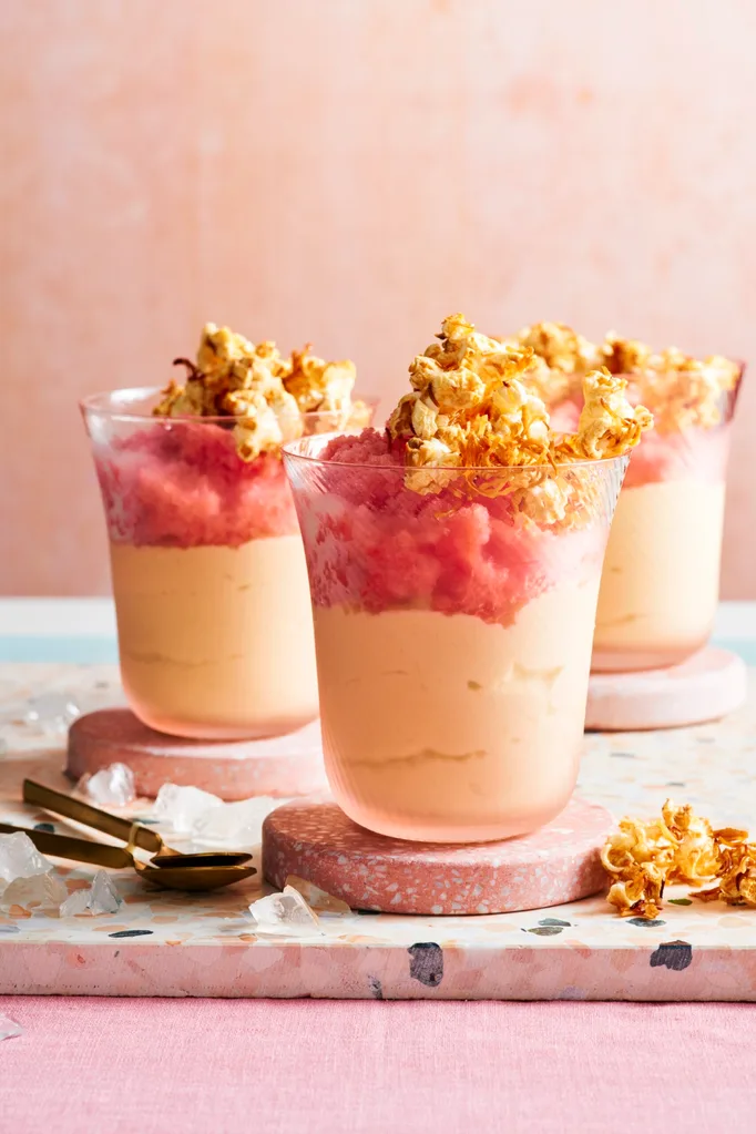 soft serve with watermelon and crunchy popcorn