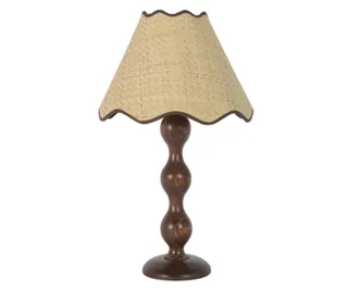 Paola and Joy Evie walnut wood & raffia table lamp, Temple & Webster