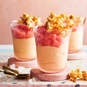 soft serve with watermelon and crunchy popcorn