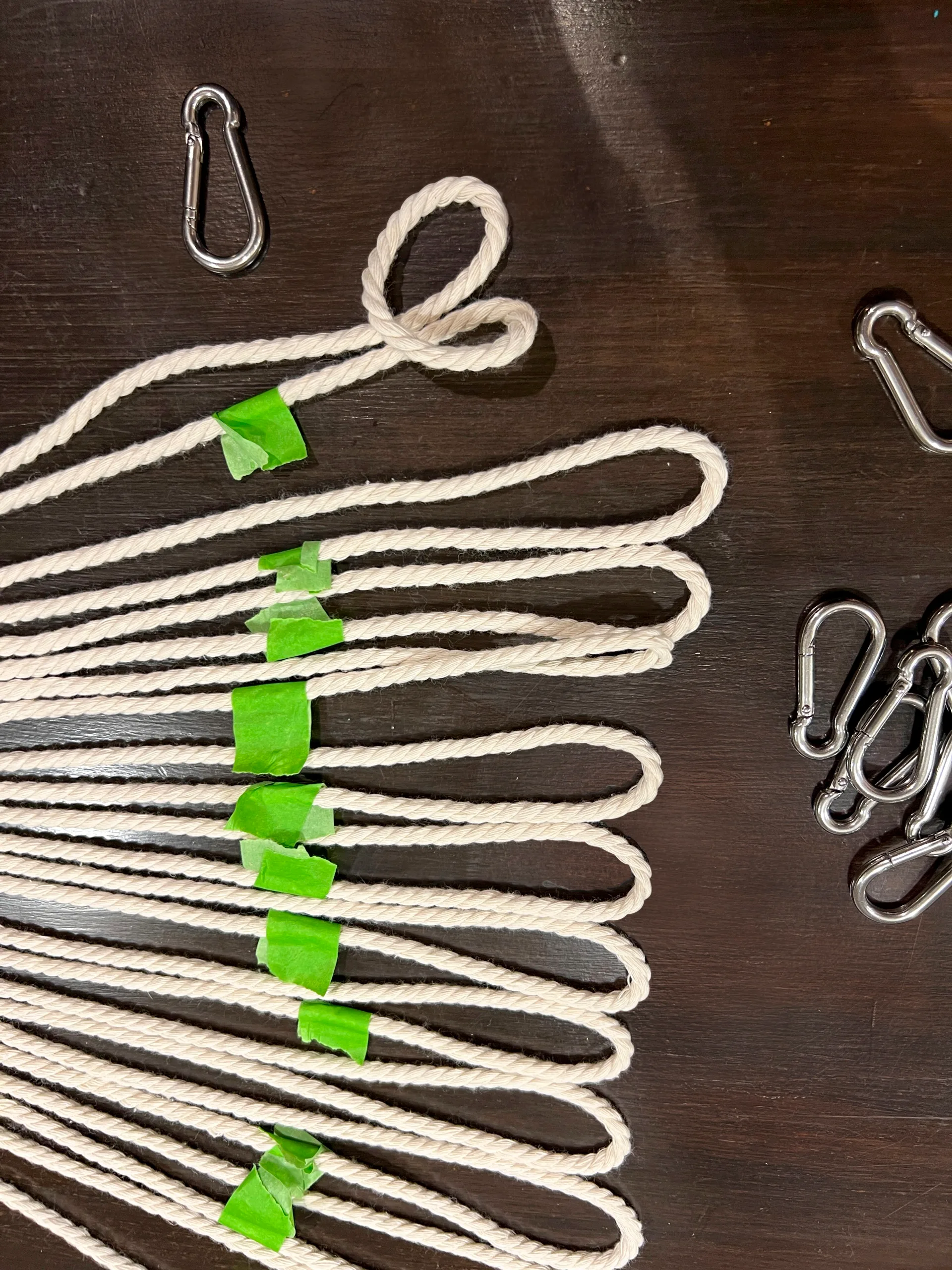 macrame cords and caribiners