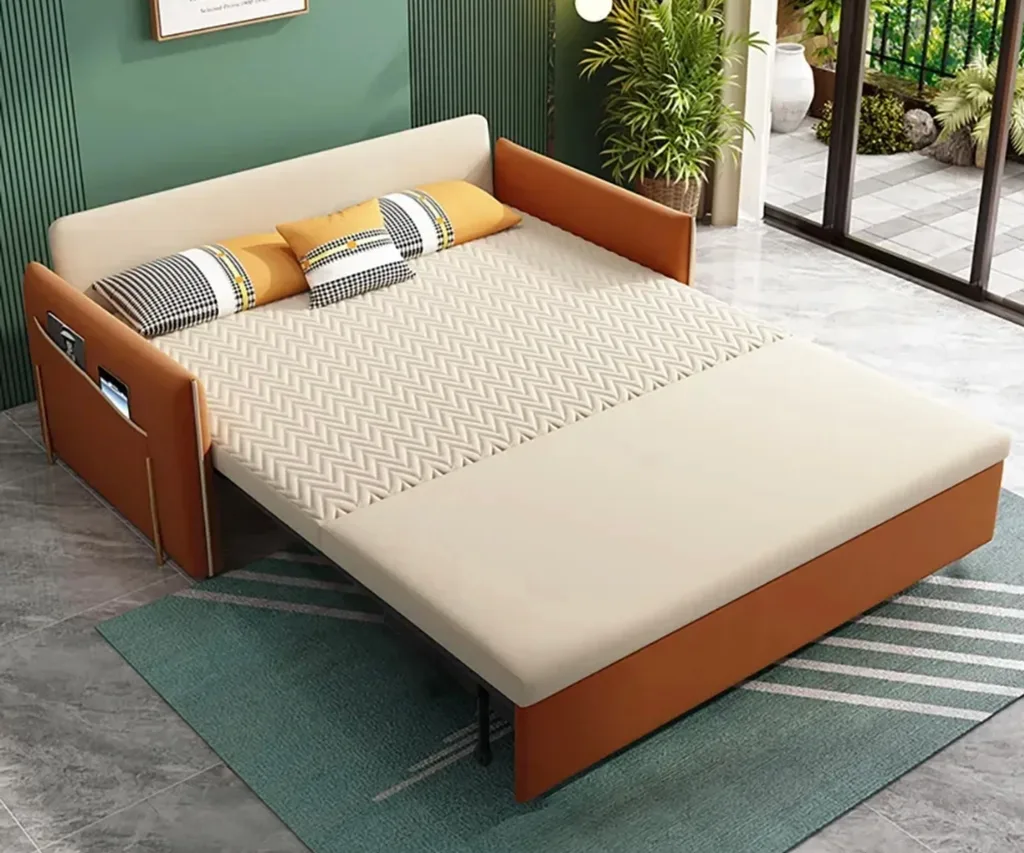Homary Modern Velvet Upholstered Convertible Full Sleeper Sofa with Storage.