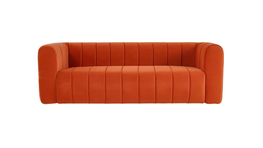 Homary's 3-seater Modern Velvet Upholstered Sofa in orange.