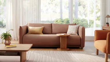Koala sale and clearance offers could save you hundreds on a mattress, sofa and more, including this Byron sofa in Blush Sunset.