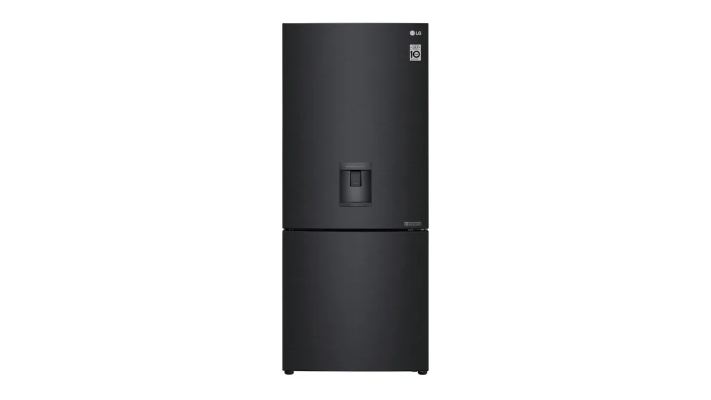 The LG 420L Bottom Mount Non-Plumbed Fridge in Matte Black (GB-W455MBL).