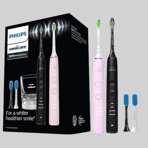 Philips Sonicare DiamondClean 9000 Black + Pink Rechargeable Electric Toothbrush Bundle Pack
