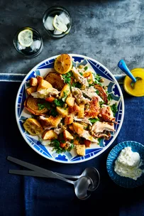 roast chicken salad with all of the sides in one bowl