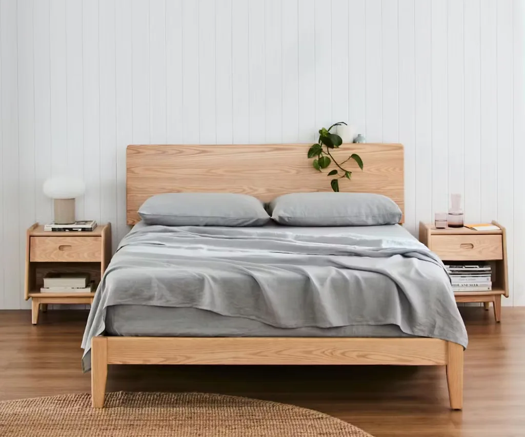 Ecosa Rise queen size wooden Bed Frame in ash colour