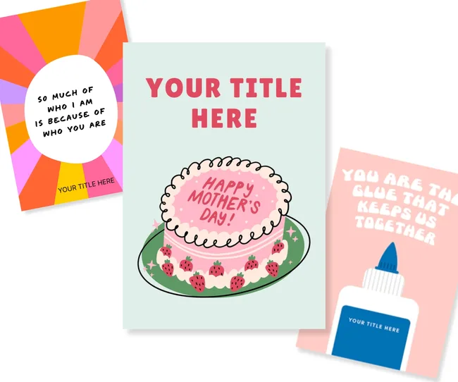 group gift card and digital card with different cover options one of strawberry cake at the front