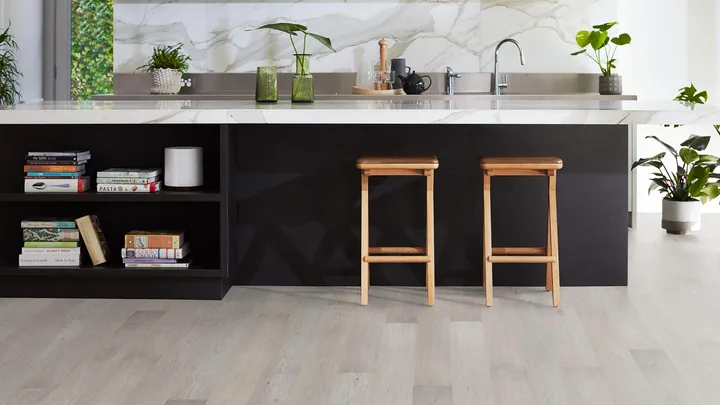 Modern kitchen with light vinyl flooring from Carpet Court