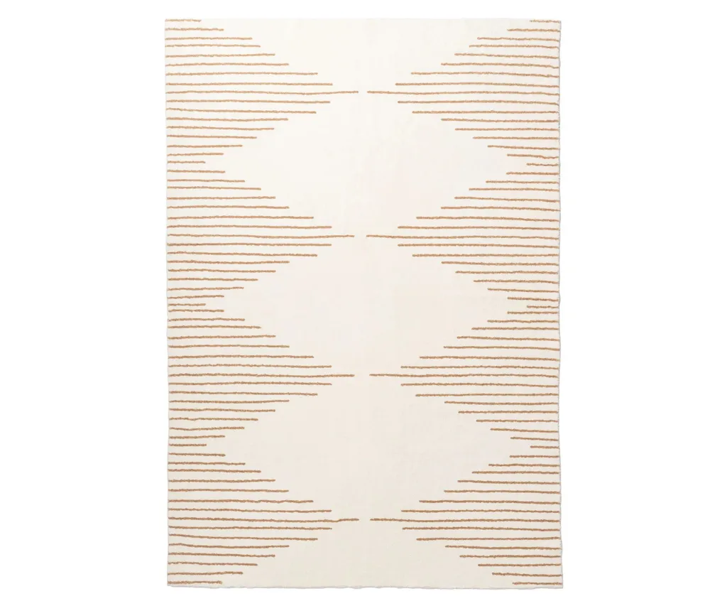 The Lyra Ivory and Brown Diamond Stripe Washable Rug from Miss Amara.