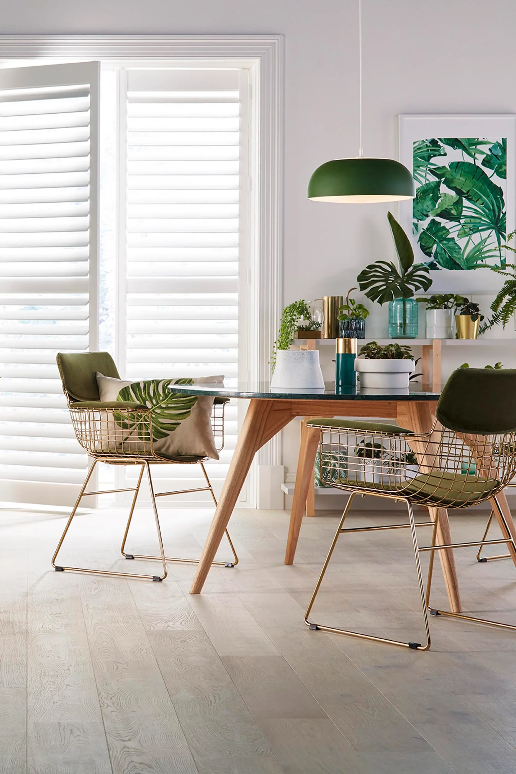 Dining area with Florence oak whitehaven flooring from Carpet Court