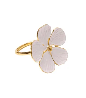Set of 6 gold & white floral metal napkin rings, Last Aristocrat